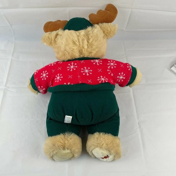 Dandee 1995 Tan Reindeer 22" Plush Red Green Christmas Sweater Corduroy Hat - Picture 5 of 7